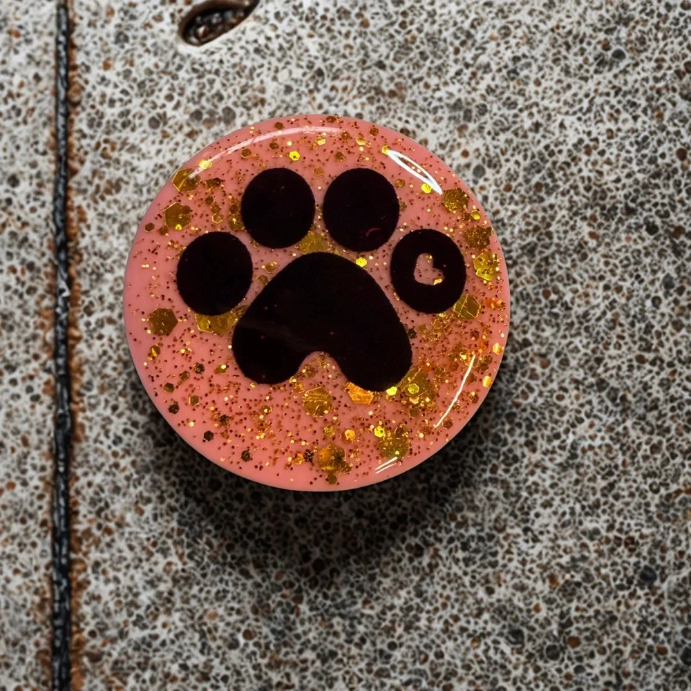Paw Print Phone Grip - Pink and Gold